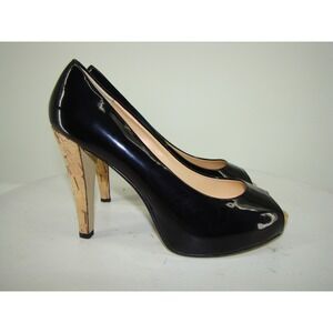 NEW NORDSTROM PREVIEW INTERNATIONAL BLACK PATENT LEATHER PEEP TOE SHOES 9.5 DB3